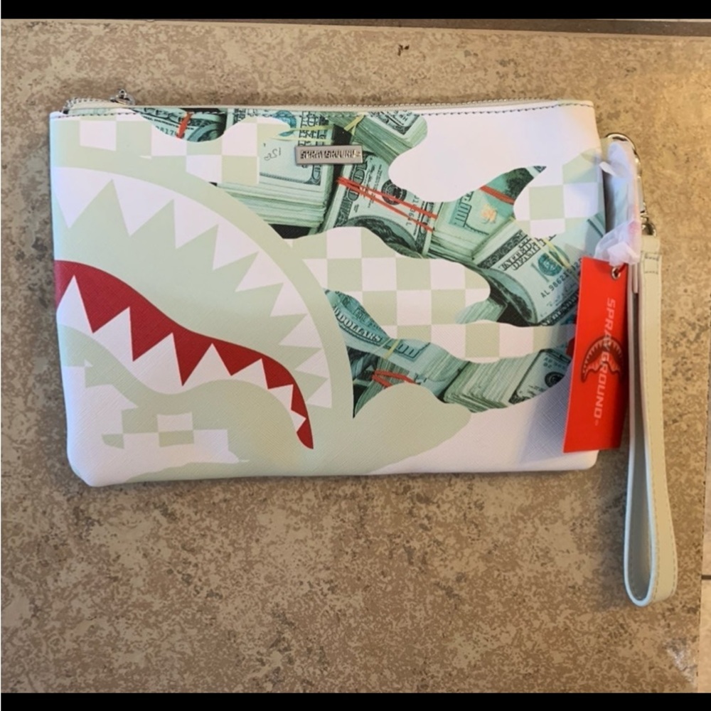 New! Sprayground Pouch 3AM Money Powder Unisex. Color: White./ Green / Red